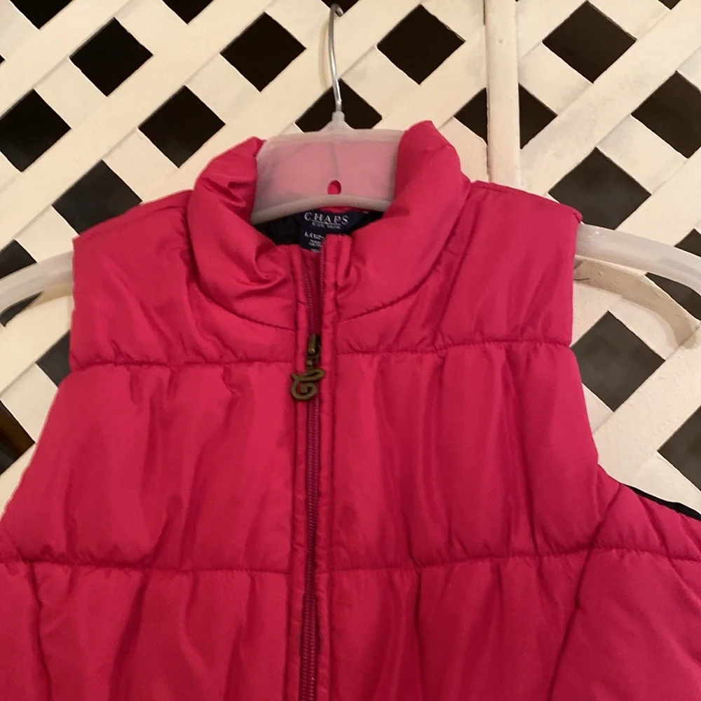 Chaps Ralph Lauren Girls Pink Vest Size L 12/14 2 Pocket Elastic Back Polyester